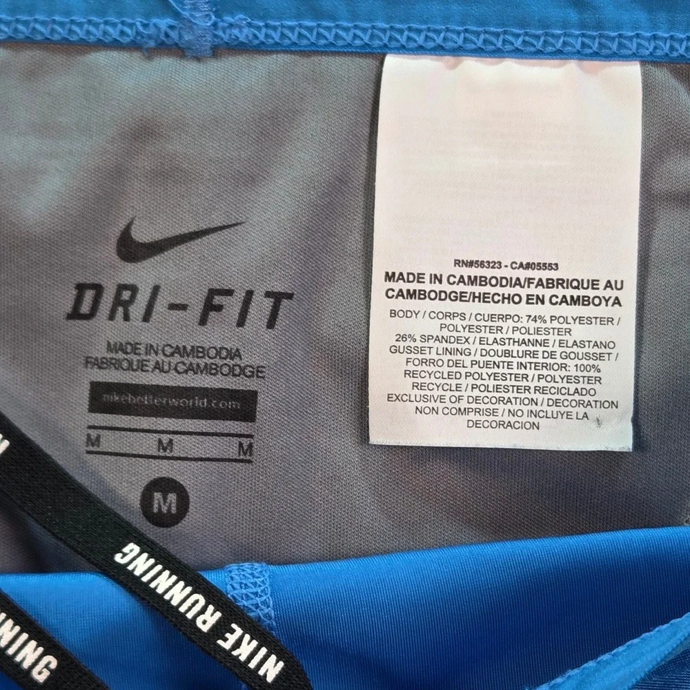 Nike Dri-FIT Running Leggings Women Medium Blue Striped Cropped RN56323
